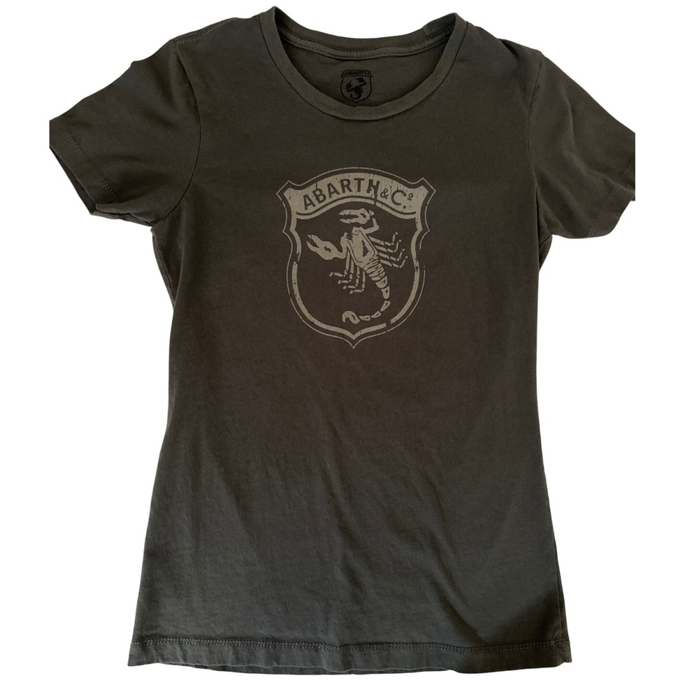 Abarth Graphic Tee Scorpion Logo Short Sleeve Top Gray Size S Small
